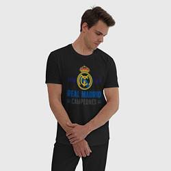 Пижама хлопковая мужская Real Madrid Реал Мадрид, цвет: черный — фото 2