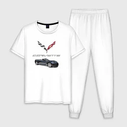Пижама хлопковая мужская Chevrolet Corvette, цвет: белый