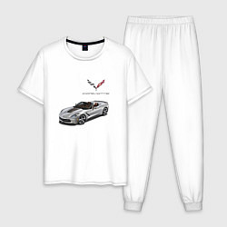 Пижама хлопковая мужская Chevrolet Corvette - Racing team, цвет: белый