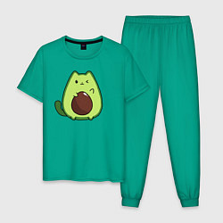 Пижама хлопковая мужская Avo cat o подмигивает, цвет: зеленый