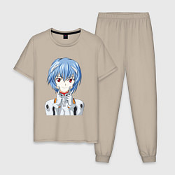 Пижама хлопковая мужская Neon Genesis Evangelion Рей, цвет: миндальный