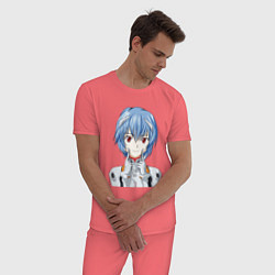 Пижама хлопковая мужская Neon Genesis Evangelion Рей, цвет: коралловый — фото 2