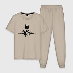 Пижама хлопковая мужская Stray: Black Logo, цвет: миндальный