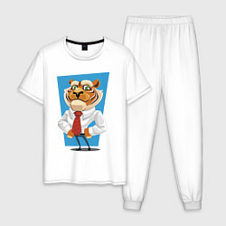 Пижама хлопковая мужская Tiger - boss, цвет: белый