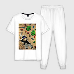 Пижама хлопковая мужская MONOPOLY game, цвет: белый