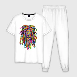 Пижама хлопковая мужская Lion dreaD, цвет: белый