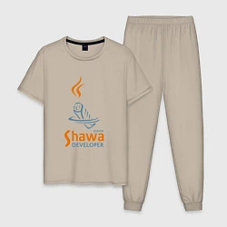 Пижама хлопковая мужская Senior Shawa Developer, цвет: миндальный