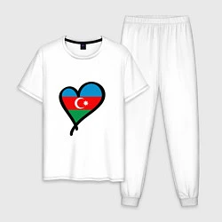 Пижама хлопковая мужская Azerbaijan Heart, цвет: белый
