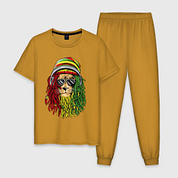 Пижама хлопковая мужская Rasta lioN, цвет: горчичный