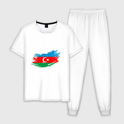 Пижама хлопковая мужская Флаг - Азербайджан, цвет: белый