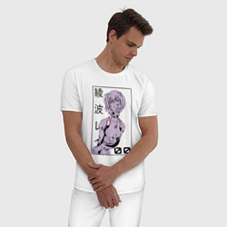 Пижама хлопковая мужская Neon Genesis Evangelion Рей 09, цвет: белый — фото 2