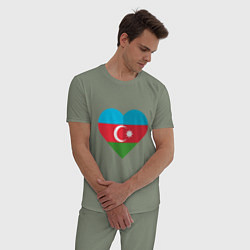 Пижама хлопковая мужская Сердце Азербайджана, цвет: авокадо — фото 2