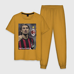 Пижама хлопковая мужская Paolo Cesare Maldini - Milan, captain цвета горчичный — фото 1