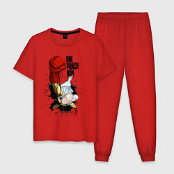 Пижама хлопковая мужская Saitama One Punch, цвет: красный