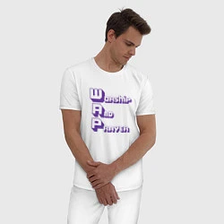 Пижама хлопковая мужская Twitch стрим 005, цвет: белый — фото 2