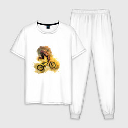 Пижама хлопковая мужская BMX Акварель, цвет: белый