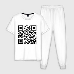 Пижама хлопковая мужская Хочу в тайгу - QR code, цвет: белый