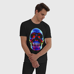Пижама хлопковая мужская Cool neon skull, цвет: черный — фото 2