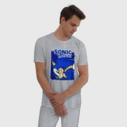 Пижама хлопковая мужская Sonic Adventure Sonic, цвет: меланж — фото 2