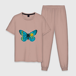 Пижама хлопковая мужская Бабочка - Казахстан, цвет: пыльно-розовый