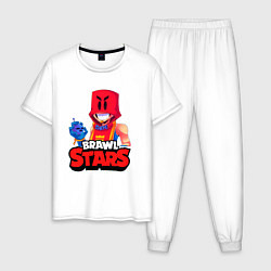 Пижама хлопковая мужская Рисунок Грома из Brawl Stars, цвет: белый