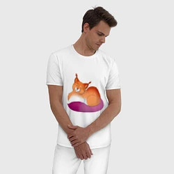 Пижама хлопковая мужская Гордая кошка, цвет: белый — фото 2
