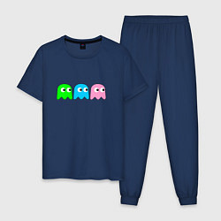 Пижама хлопковая мужская Pac man - play Для двоих, цвет: тёмно-синий