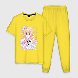 Пижама хлопковая мужская Люмин в цветах, цвет: желтый