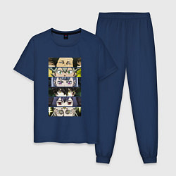 Пижама хлопковая мужская Чнерный Клевер Black Clover, персонажи, цвет: тёмно-синий