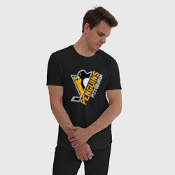 Пижама хлопковая мужская Pittsburgh Penguins Питтсбург Пингвинз, цвет: черный — фото 2