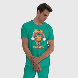 Пижама хлопковая мужская Choose Darkness, цвет: зеленый — фото 2
