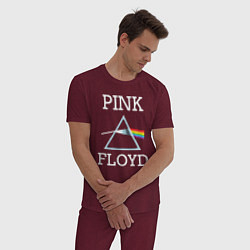 Пижама хлопковая мужская PINK FLOYD - ПИНК ФЛОЙД ЛОГОТИП, цвет: меланж-бордовый — фото 2