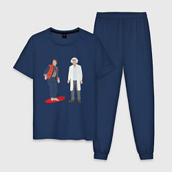 Пижама хлопковая мужская Назад в будущее делориан 2022, цвет: тёмно-синий