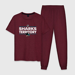 Пижама хлопковая мужская SHARKS TERRITORY САН-ХОСЕ ШАРКС, цвет: меланж-бордовый