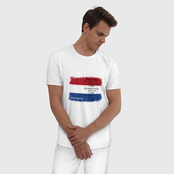 Пижама хлопковая мужская Для дизайнера Флаг Нидерландов, цвет: белый — фото 2