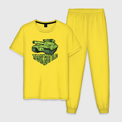 Пижама хлопковая мужская Tank battle, цвет: желтый