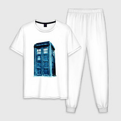 Пижама хлопковая мужская Тардис из доктора кто 2022, цвет: белый