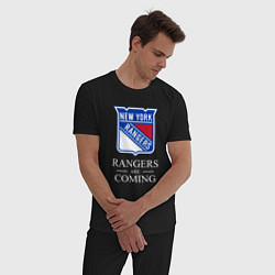 Пижама хлопковая мужская Rangers are coming, Нью Йорк Рейнджерс, New York R, цвет: черный — фото 2