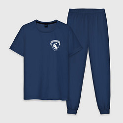 Пижама хлопковая мужская VOLVO логотип лось, цвет: тёмно-синий