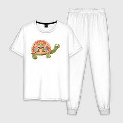 Пижама хлопковая мужская Черепашка Черепаха, цвет: белый