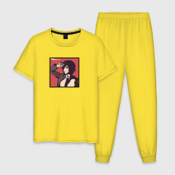 Пижама хлопковая мужская Girl Smoke, цвет: желтый