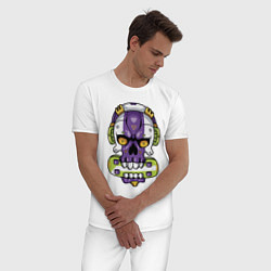 Пижама хлопковая мужская Cool art skull, цвет: белый — фото 2