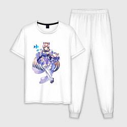 Пижама хлопковая мужская Кокоми с рыбкой, цвет: белый