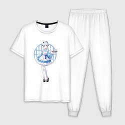 Пижама хлопковая мужская Официантка Аяка, цвет: белый