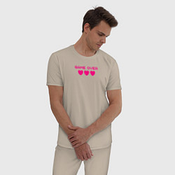 Пижама хлопковая мужская Game over розовый текст, цвет: миндальный — фото 2