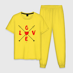 Пижама хлопковая мужская СТРЕЛЫ ЛЮБВИ ARROWS OF LOVE, цвет: желтый