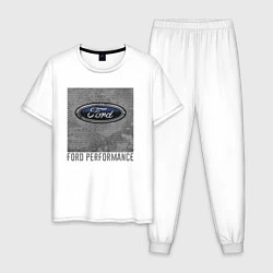 Пижама хлопковая мужская Ford Performance, цвет: белый