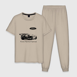 Пижама хлопковая мужская Ford Performance Racing team, цвет: миндальный