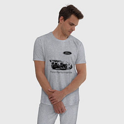 Пижама хлопковая мужская Ford Performance Racing team, цвет: меланж — фото 2