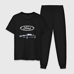 Пижама хлопковая мужская Ford Racing, цвет: черный